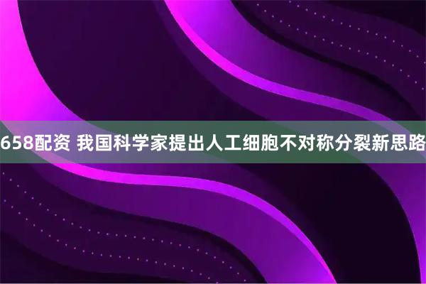 658配资 我国科学家提出人工细胞不对称分裂新思路