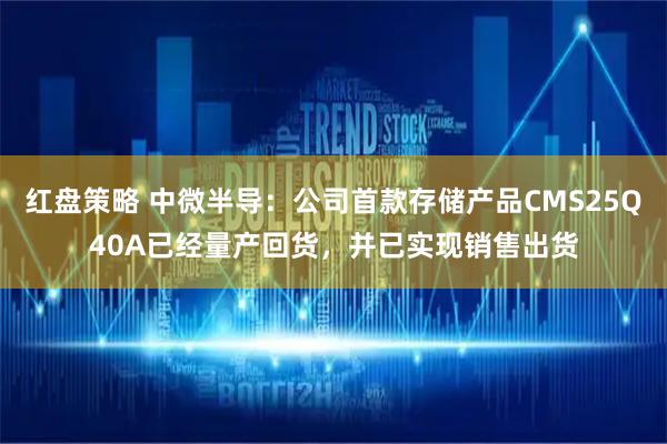 红盘策略 中微半导：公司首款存储产品CMS25Q40A已经量产回货，并已实现销售出货