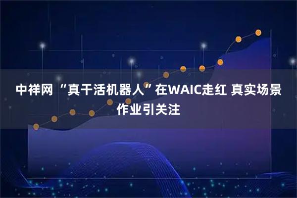中祥网 “真干活机器人”在WAIC走红 真实场景作业引关注